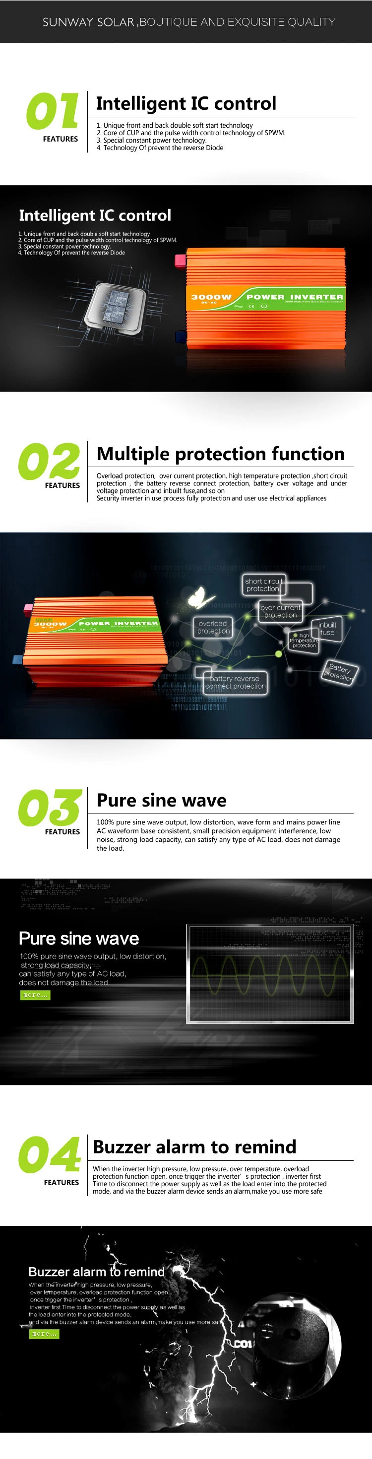 2.5kw 3kw Pure Sine Wave Power Inverter Solar Power Converter