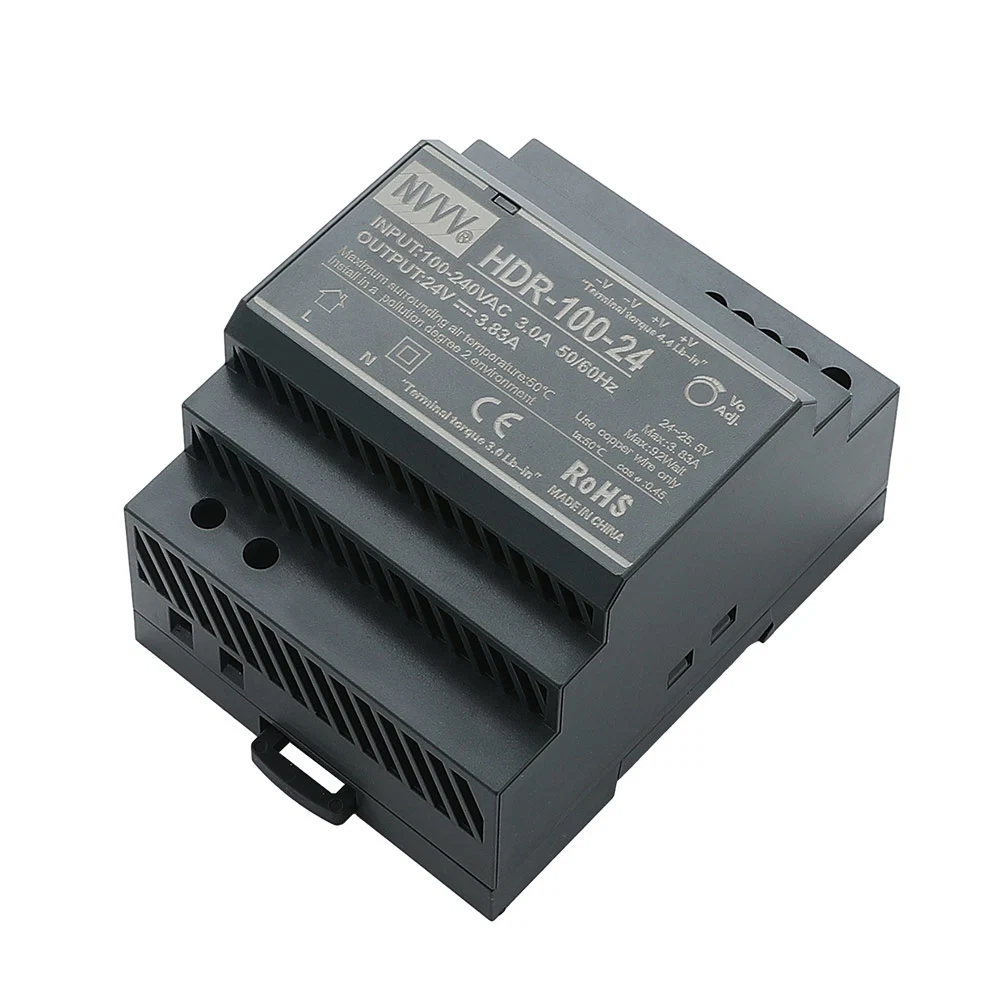 Hdr-100-24 Hdr Series AC-DC Ultra-Thin DIN Rail Power Supply Hdr-100W 5V/12V/24V SMPS