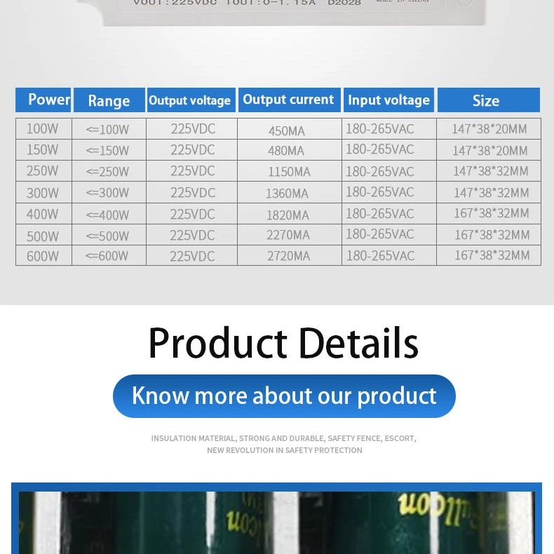 LED 150W Strip Light Driver No Flicker Short Circuit Protected 220V High Voltage