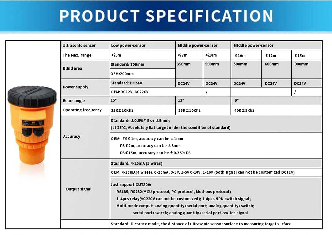 Atech 30m Ultrasonic Level Sensor Price LPG Ultrasonic Level Sensor