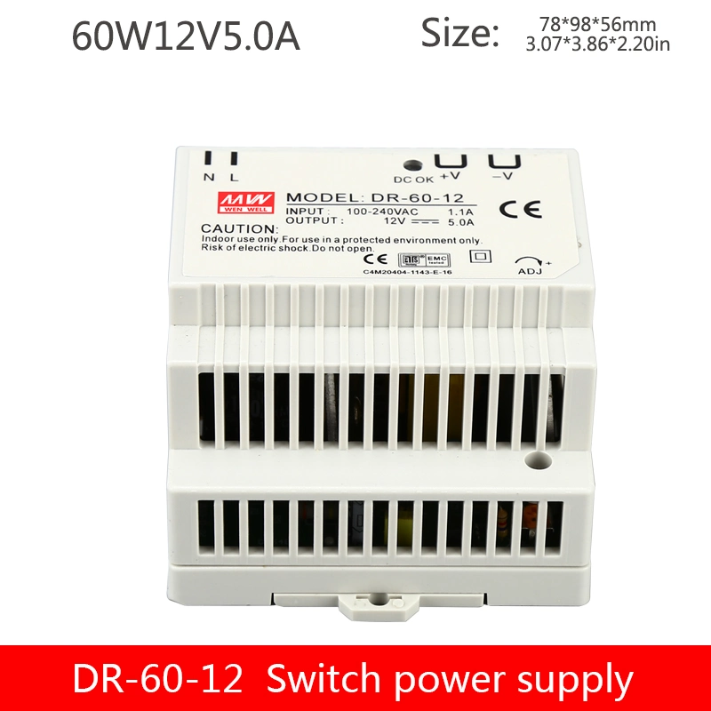 Dinrail Plastic Case 12V 5A 60W Switching LED Power Supply