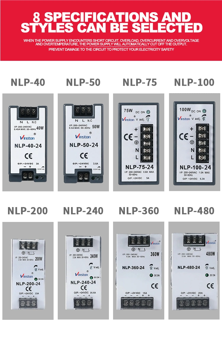 Nlp-240 240W 12V 24V 10A 16.6A Intelligent DIN Rail SMPS