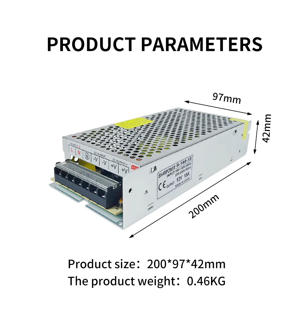 LED Driver 12V 15A 180W Switching Power Supply for 3D Printer