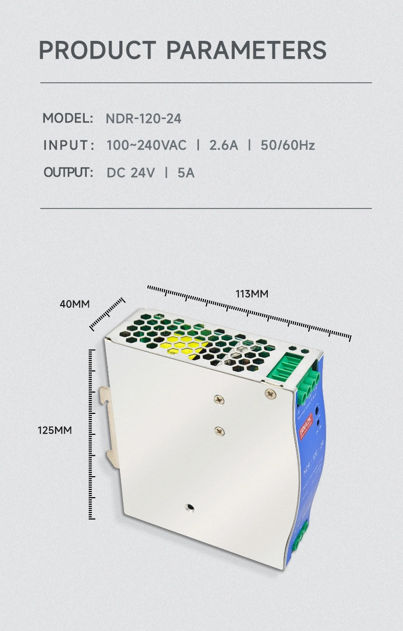 Binazk 5 V 12V 24V 48V 3A 5A 10A 20A Industry DIN Rail Power Supply 60W 75W 120W 240W 480W Factory Price