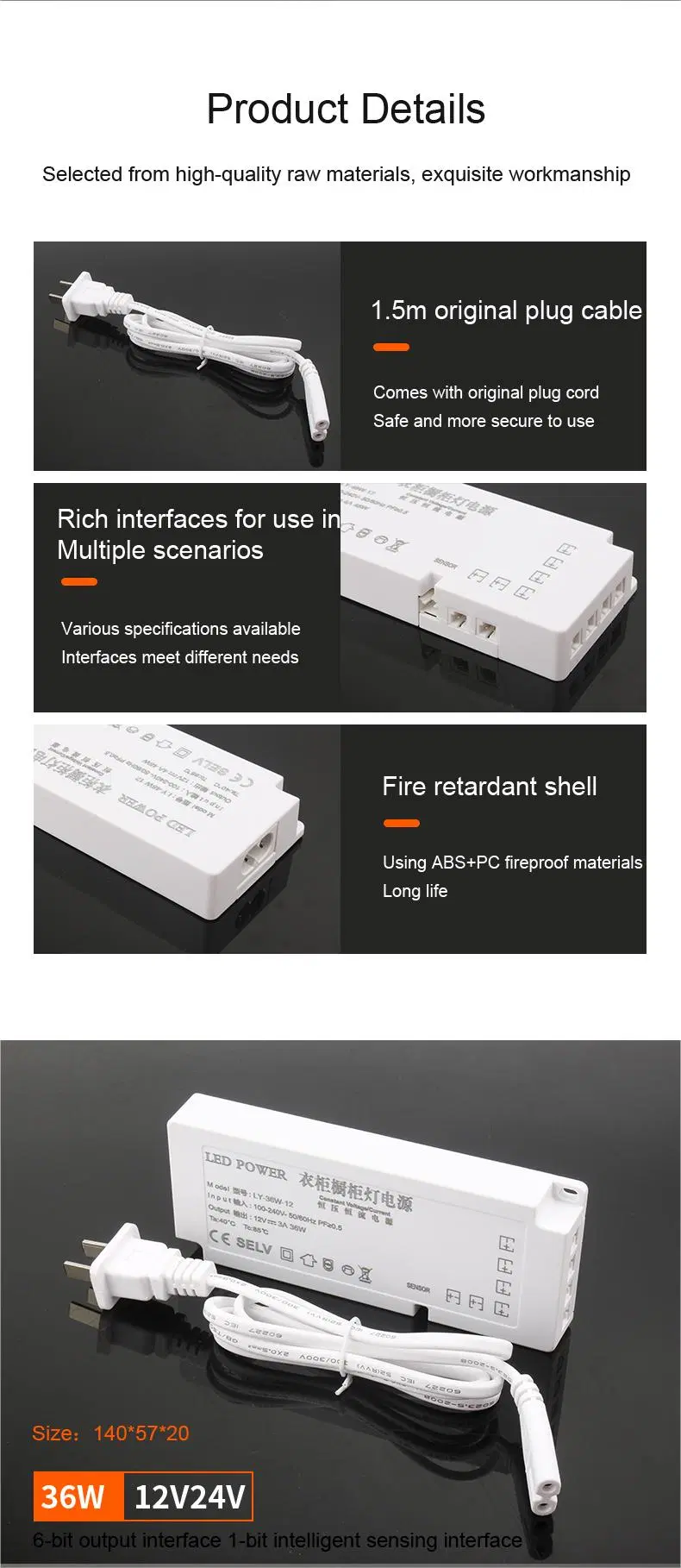 36W 12V 3A Constant Voltage/Current LED Driver for Cupboard