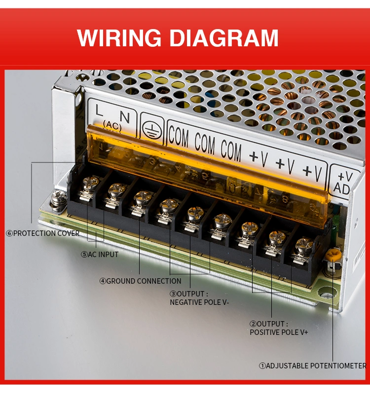 S Series 5V 12V 24V 36V 48V LED Driver DIN Rai Power Supply 100W 150W 200W 250W 320W 350W 400W Industrial CCTV AC to DC Switching Power Supply SMPS