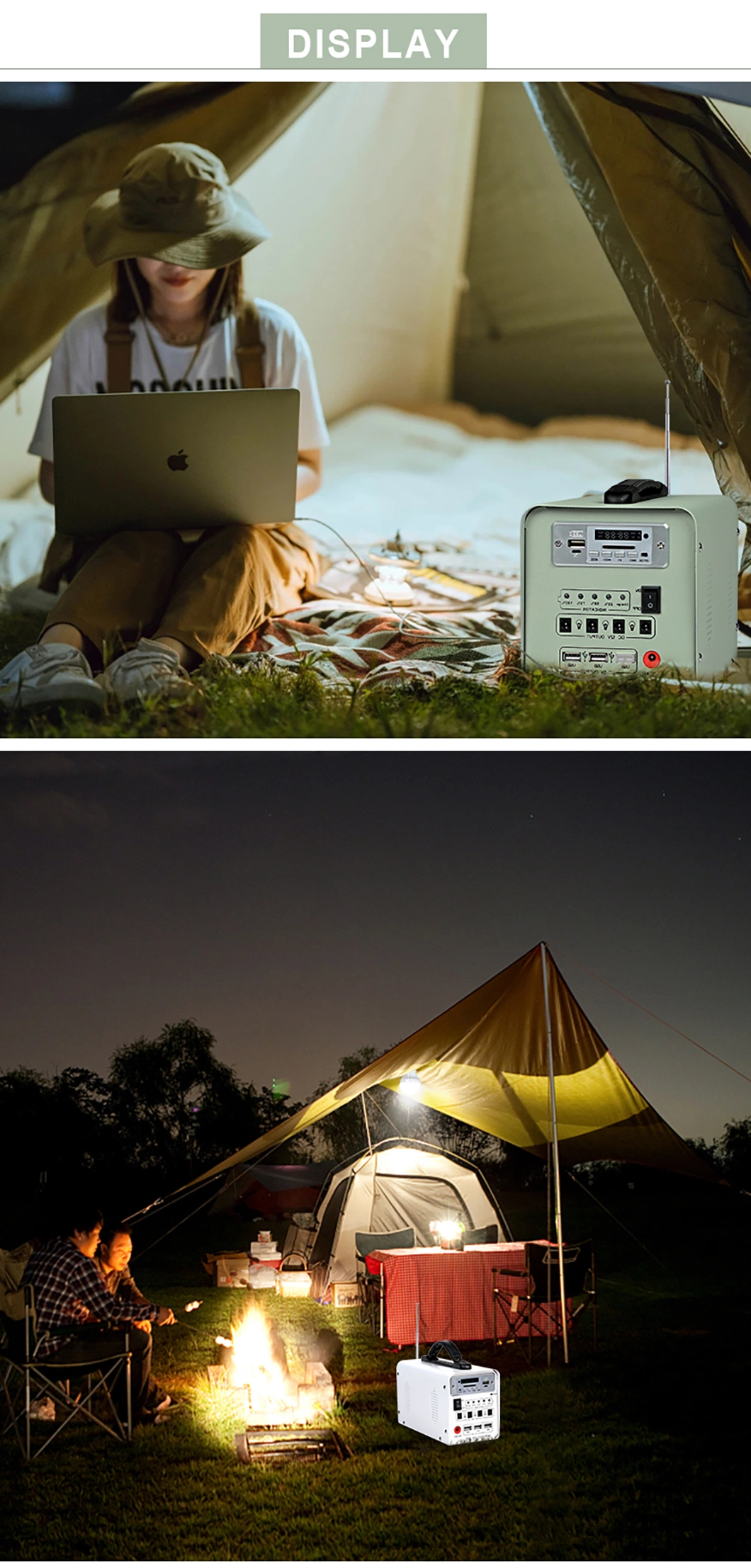 Multifunctional Energy Storage Mobile Power Supply Outdoor Power Supply Charging LED Light Solar Power Bank System