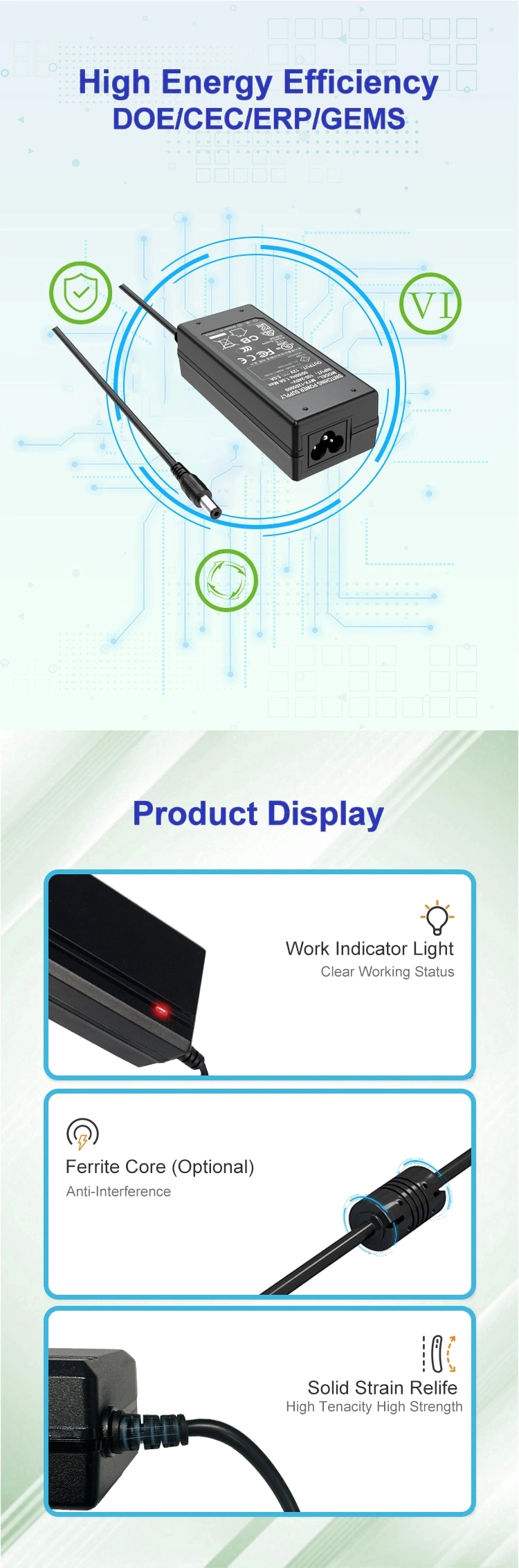 Desktop 12V 5A 60W AC DC Power Supply Adapter Input 110V-220V Output 12 Volt 5 AMP 60 Watt Converter LED Driver Transformer