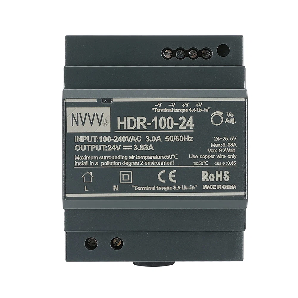 Hdr-100-24 Hdr Series AC-DC Ultra-Thin DIN Rail Power Supply Hdr-100W 5V/12V/24V SMPS