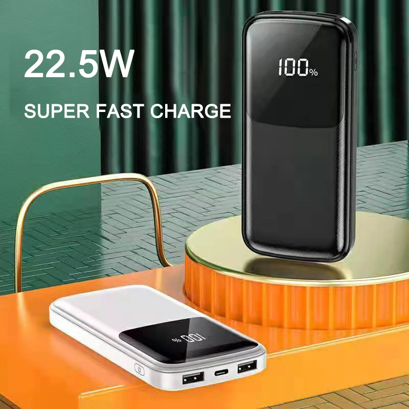 10000 mAh Mirror Screen Compact Mobile Power Supply with Cable Charging Power Bank