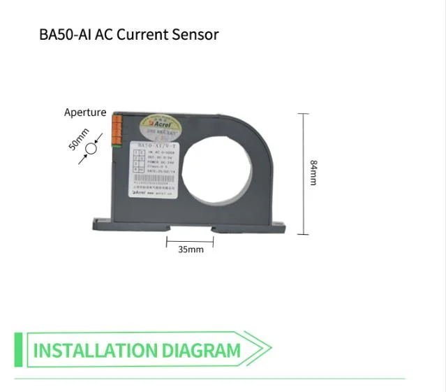 Acrel Ba20-Ai/V Single Phase Ba Series AC Current Sensor DC Signal Output 24V Power Supply Transformer