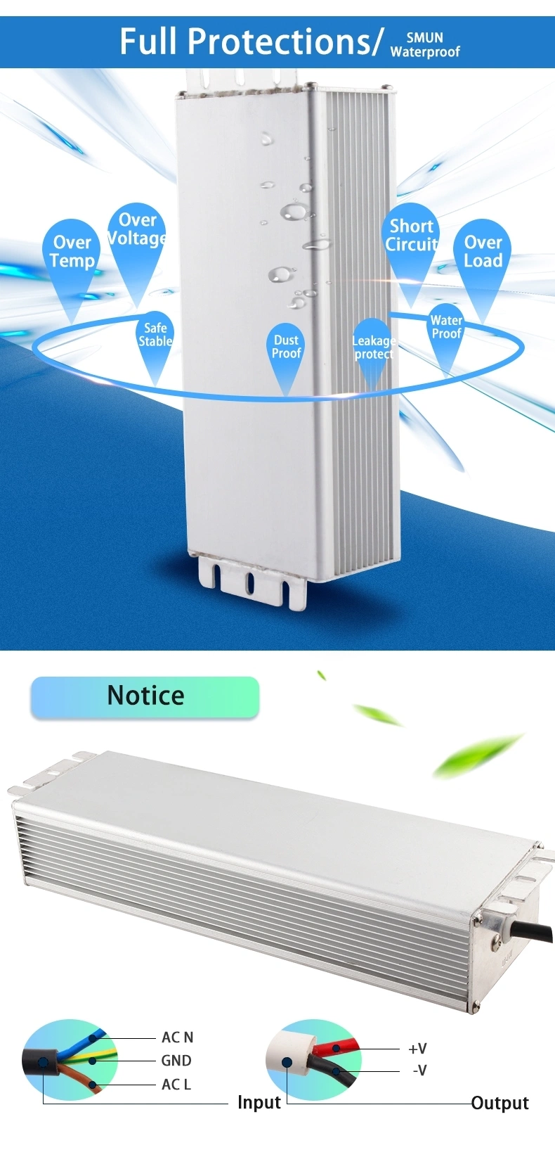 Smun Smv-250-48 250W 48V 5.2A Constant Voltage IP67 LED Driver