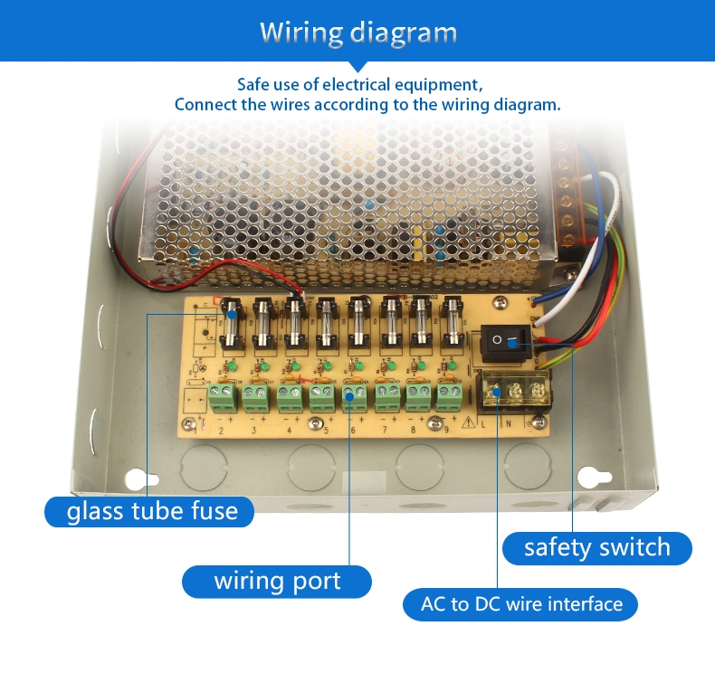 Power Supply Box 12V 10A 60W CCTV Multi Protection Power Supply