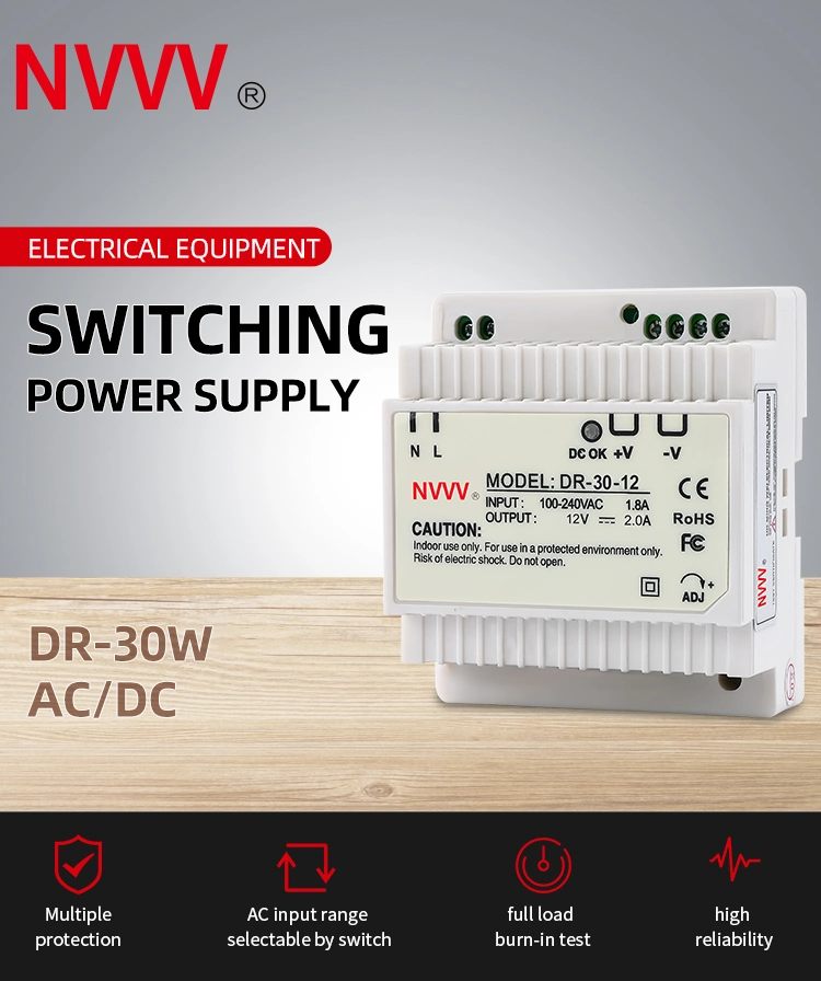 Dr-30W-12V Switching Power Supply AC-DC 30W 12V SMPS DIN Rail