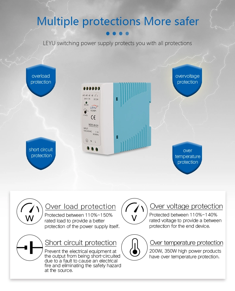 Switch Mdr-40-24 DIN Rail Type SMPS 40W 24V Power Supply 1.7A