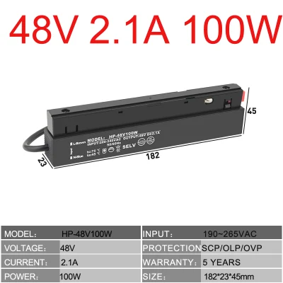100W/200W/300W 48VCC pista magnética Fuente de alimentación de luz LED