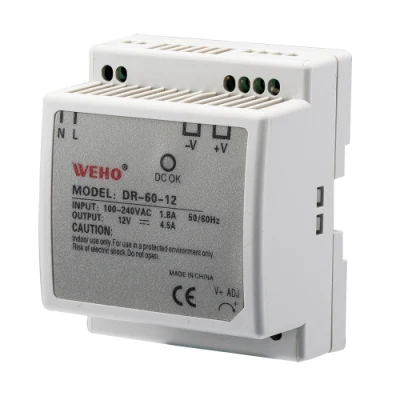  Fuente de alimentación de conmutación para controlador de iluminación LED serie Dr 15W 30W 45W 60W 75W 120W 240W 12V 24V 36V 4 Fuente de alimentación industrial de carril DIN de 60W 24V 2,5A a ac SMPS DE CC