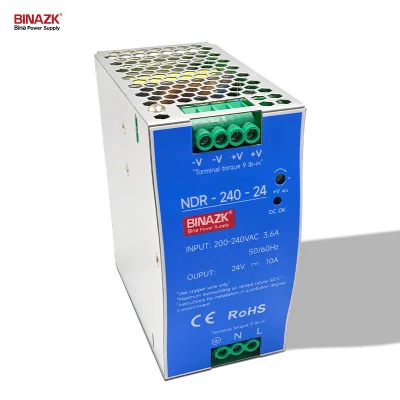  Binazk 30watts 75W 120W 240W 24 Volt DC industrial DIN Fuente de alimentación de conmutación de carril para aparatos electromecánicos