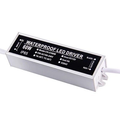 Uso exterior IP65 12V 60W 5A Alimentación LED Slim