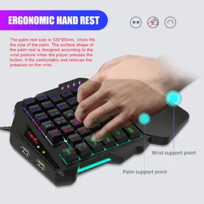 v500 RGB Light-Emitting Keyboard Conversor integrado soporta PS3 PS4 Consolas Juego teclado para una sola mano