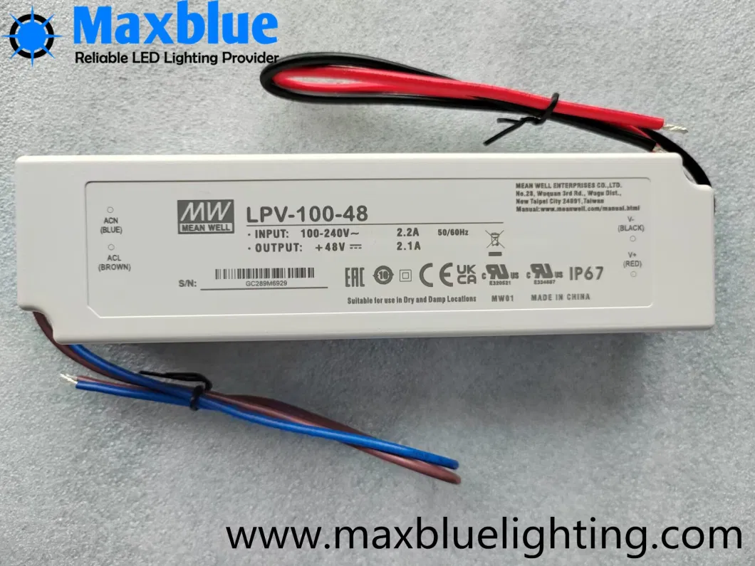 Meanwell Lpv-100 100W DC5V/12V/24V/48V IP67 Waterproof LED Driver/Power Supply