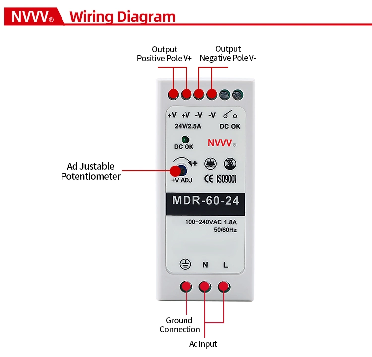 Mdr-60W-24V Switching Power Supply AC/DC DIN Rail Power