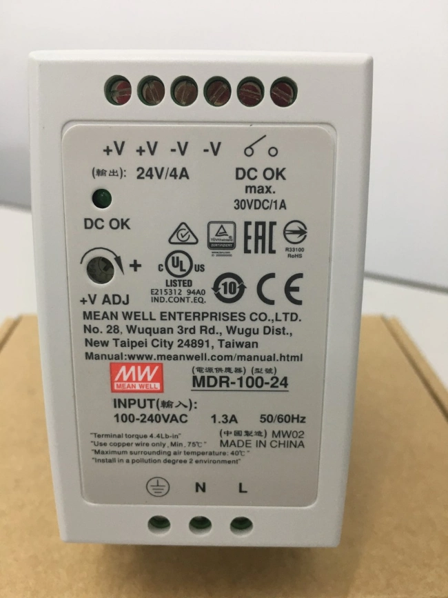 Original-New Mean-Well-Mdr-100-24 Power-Supply AC-DC-24V 4A-100-264V in-Enclosed DIN-Pfc Industrial-96W Mdr-Series Good-Price