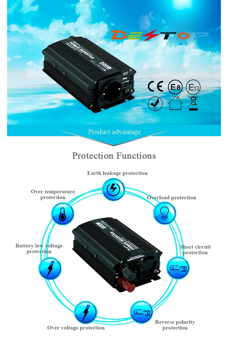 Inverter Invesor 12V 110V 220V to 12V A220 Pure Wave Inverters 12 V to 110 V Converter Voltage Converter for Car Power