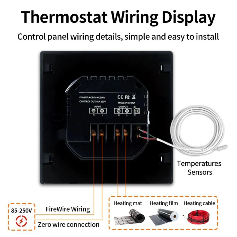 Smart Thermostat 3A16A Floor Heating Temperature Controller with LED Touch Screen Electric Heating Control for Gas Boiler