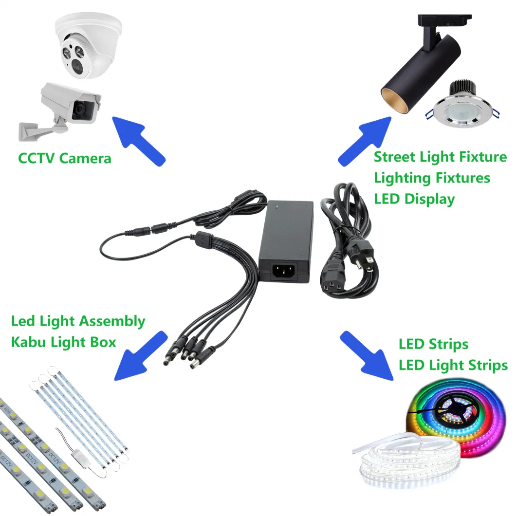 AC Todc 12V LED Strip Power Supply 12V5a Power Adapter for LED Lighting and CCTV Cameras