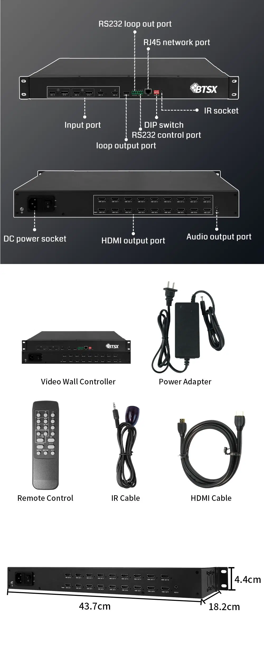 Bitvisus 4096X2160@60Hz Pip HDMI Video Multiviewer Switcher Mixer Video Wall Controller