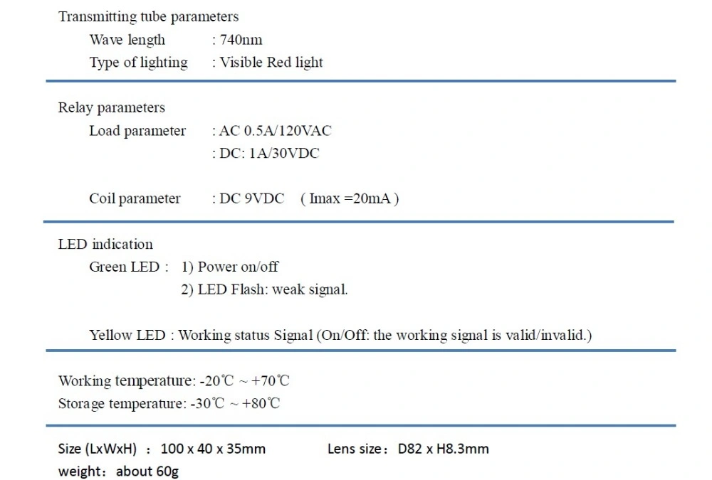 12-24V AC/DC Mirror Reflecting Photocell Infrared Sensor with Imported Lens Yet611