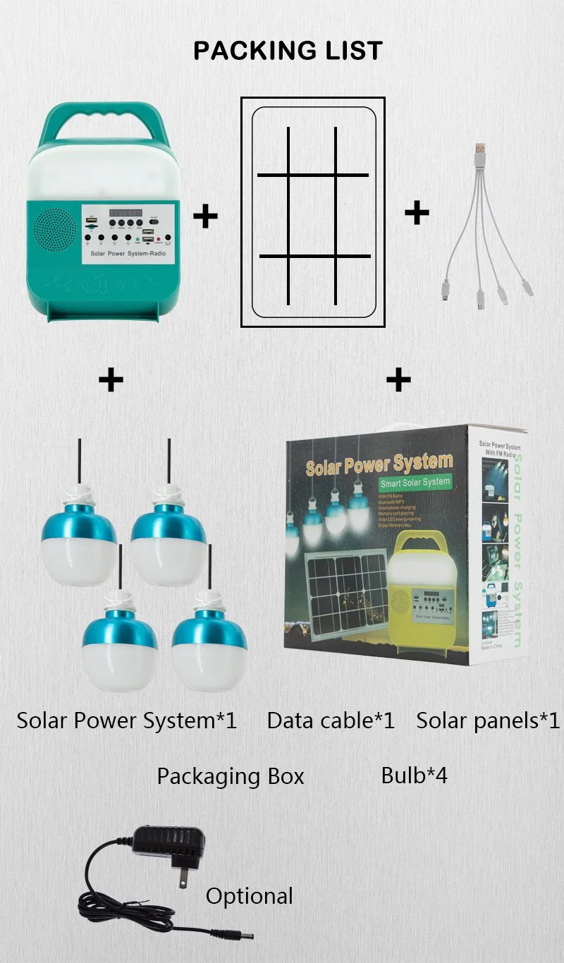 Portable Power Lighting Station with Solar Panels Battery Back up Power Supply 18650 Rechargeable Battery Power for 12V TV