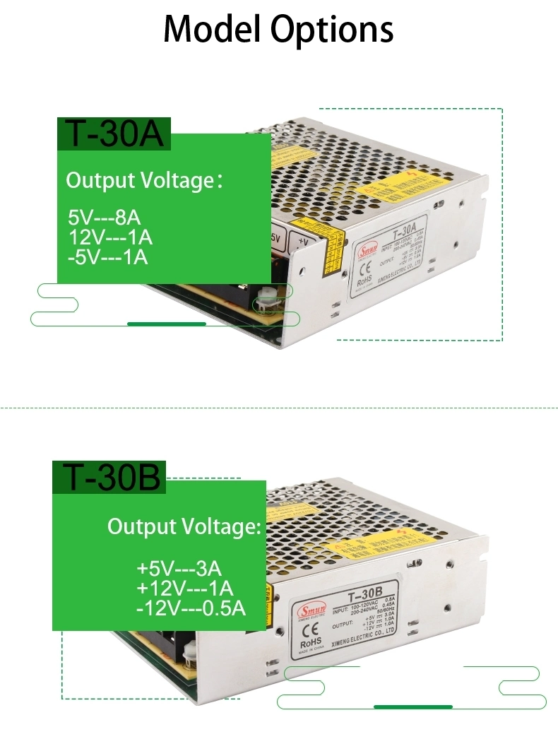 Smun T-30B 30W 5V12V-12V Triple Output Switching Power Supply SMPS