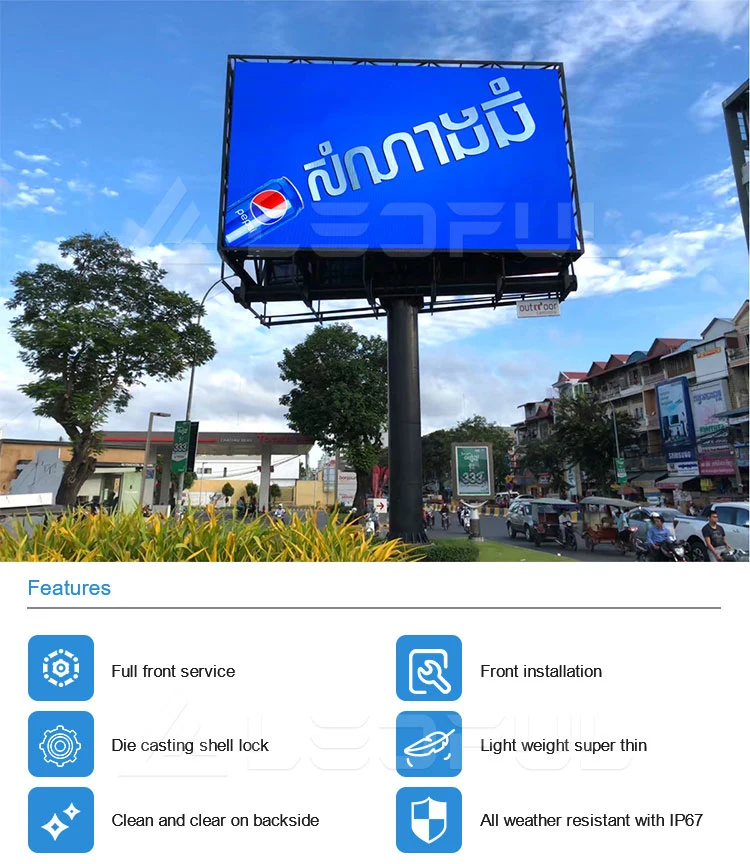 Outdoor Usage P10 LED Display 10mm Pixel Pitch Customized Screen Size LED Chip SMP Video Display