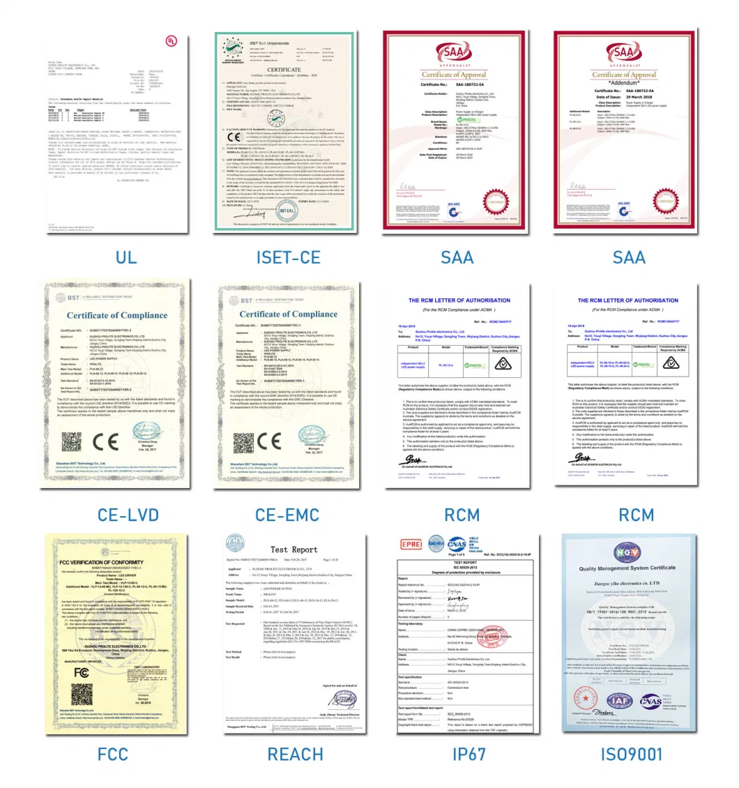 Compact Series Switching LED Power Supply Waterproof 60W12V LED Driver for Outdoor Sign LED Lighting with UL CE IP67 FCC