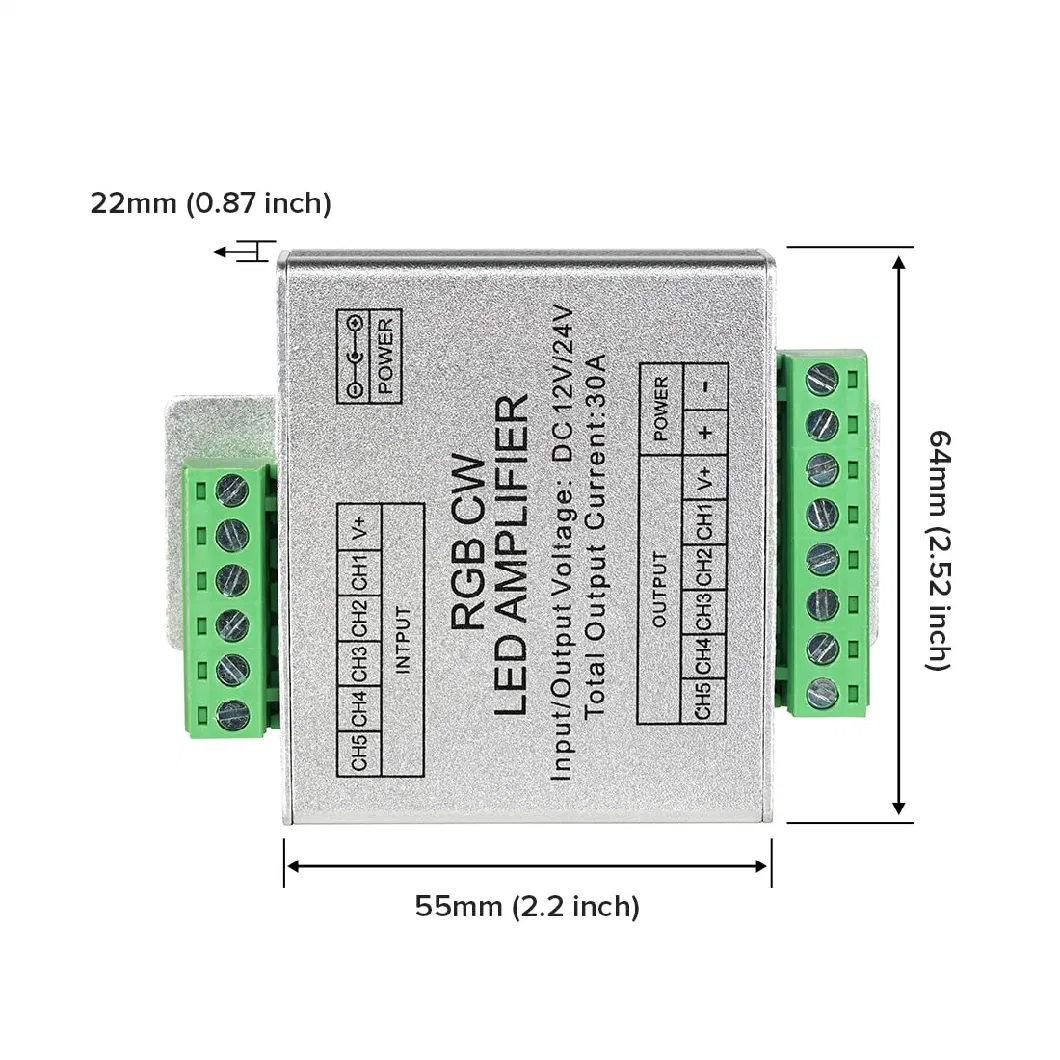 CCT RGB RGBW LED Strip 4 Channel Signal Amplifier Controller Work with 3pin 4pin 5pin DC12V/DC24V Max 24A COB LED Strip Suitable for Long Distance LED Projects