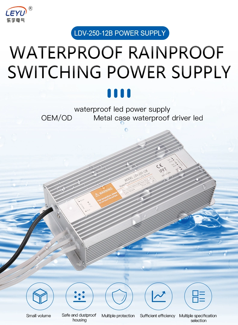 250W 12V 24V Waterproof Outdoor IP67 LED Switching Power Supply
