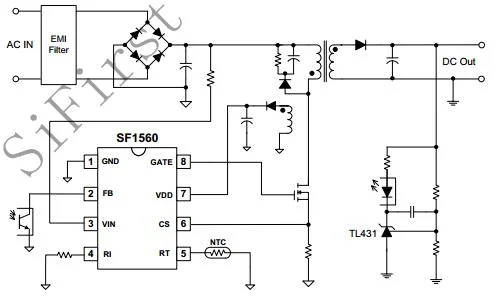 SF1560 Highly Integrated Current Mode PWM Controller with Latch Adapter&Charger IC