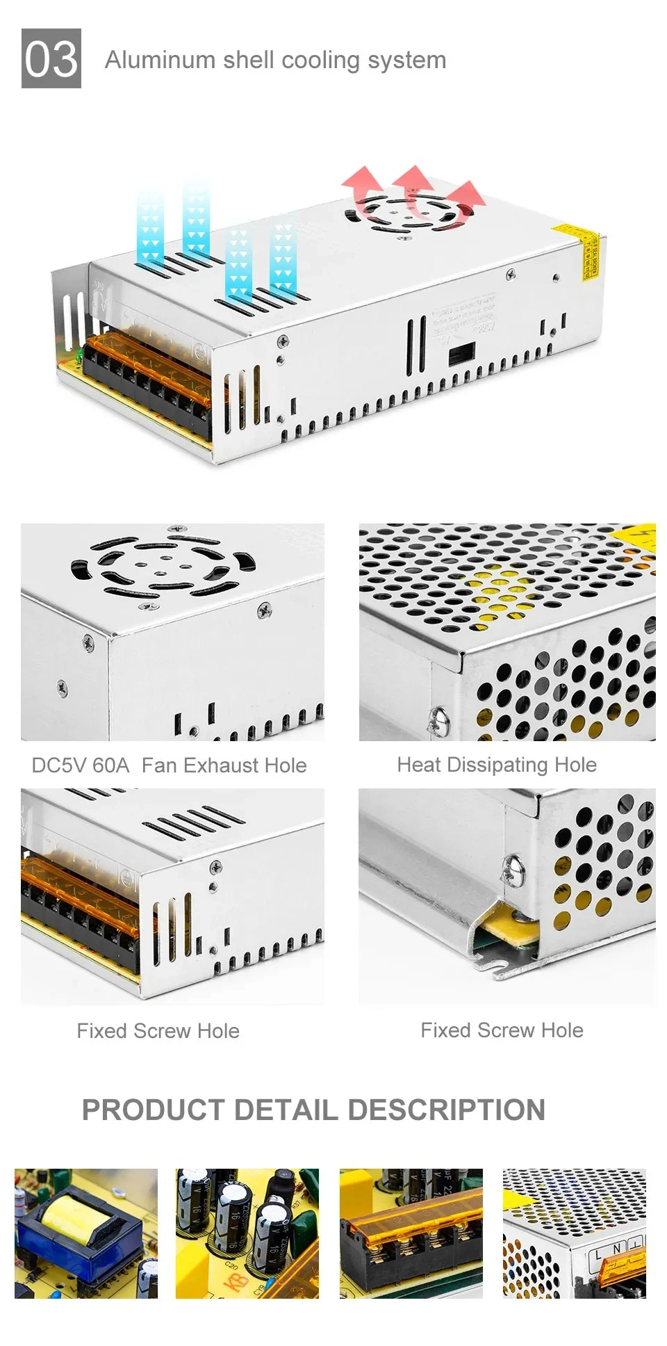 DC5V 2A 3A 4A 5A 8A 10A 12A 20A 30A 40A 60A Switch LED Power Supply Transformers Adapter Ws2812b Ws2801 Sk6812 Sk9822 LED Strip