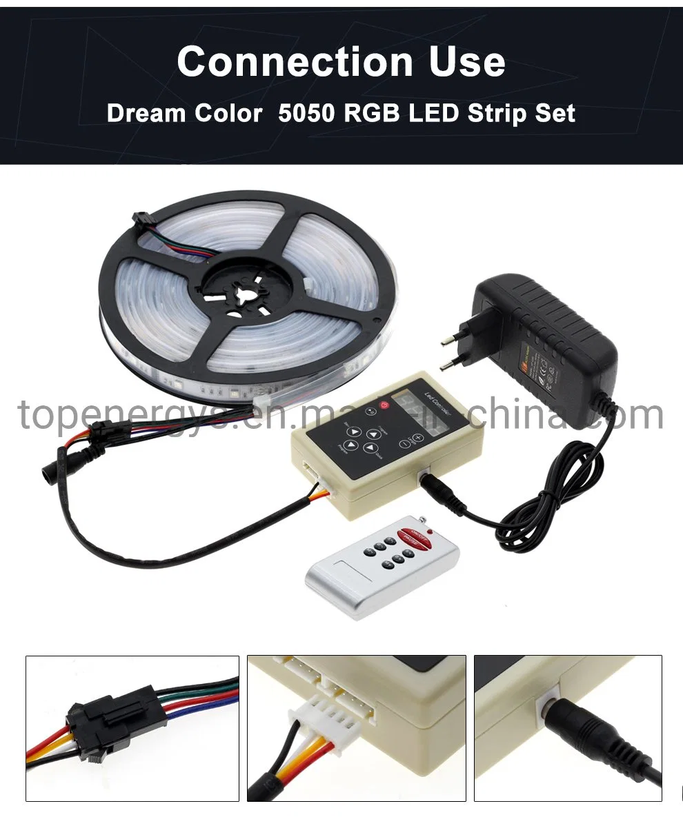 Horse Race Light Dream Color RGB Runing Changeable LED Strip 5050 5m 150 LEDs + 133 Program RF Controller + Adapter.