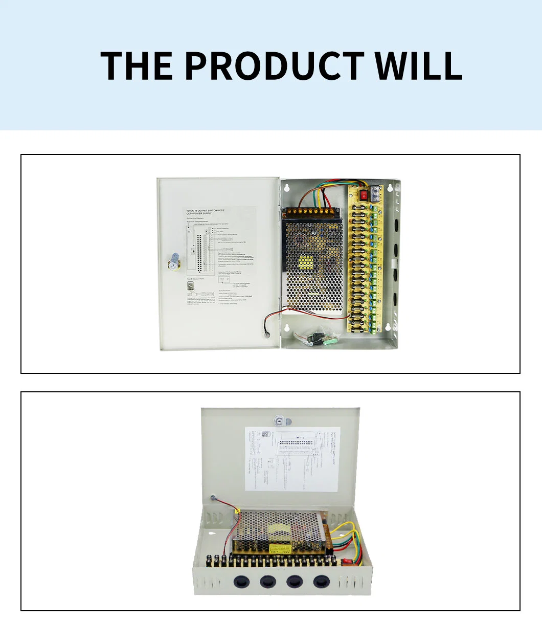 The Shampower 12V 20A 18 Fused Outputs CCTV Switching Power Supply for Security CCTV Camera and LED Strip Lights