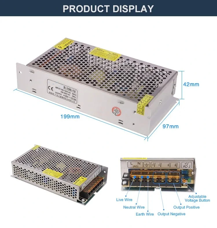 Hot Sale Power Supply/12 V Power Supply AC 230 V to DC 12 V 15 a 180 W Output Power