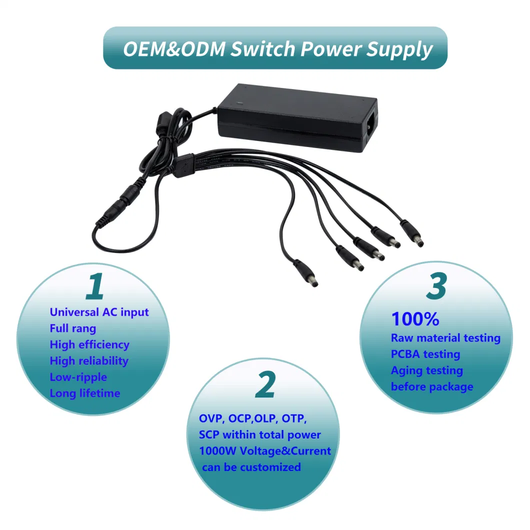 AC Todc 12V LED Strip Power Supply 12V5a Power Adapter for LED Lighting and CCTV Cameras