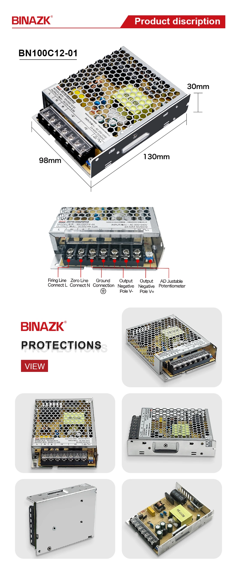 Bina 12V 100W Electrical Industrial Control Equipments Lrs Ultra-Thin Power Supply