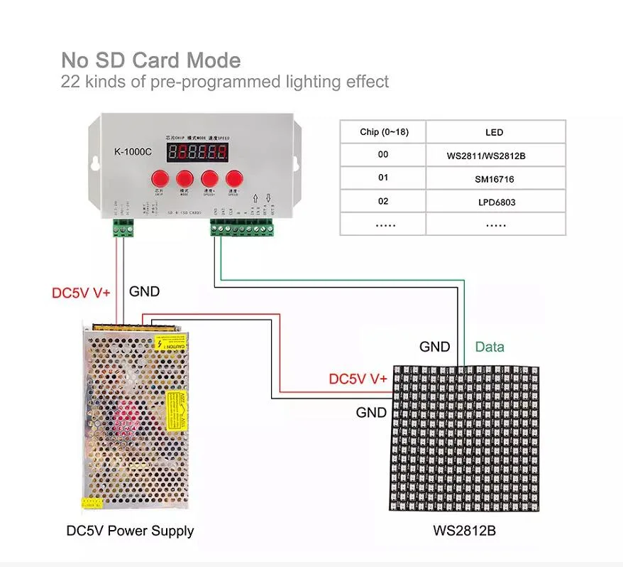 LED Decorative Light Controller LED Strip Use Spi 2048 Pixel K-1000c LED Pixel Controller