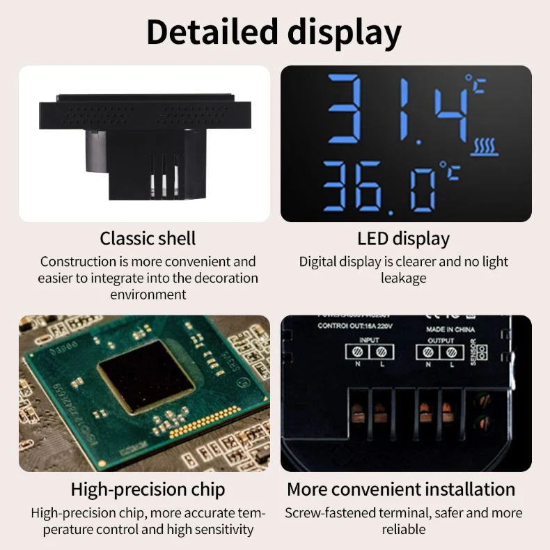 Smart Thermostat 3A16A Floor Heating Temperature Controller with LED Touch Screen Electric Heating Control for Gas Boiler