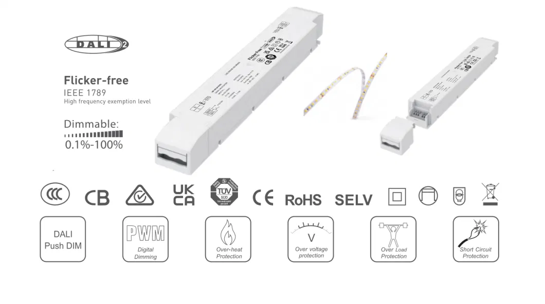 75W 12VDC CV Dali LED Intelligent Dimmable Driver Dali and Push 2 in 1 Dimmable LED Driver