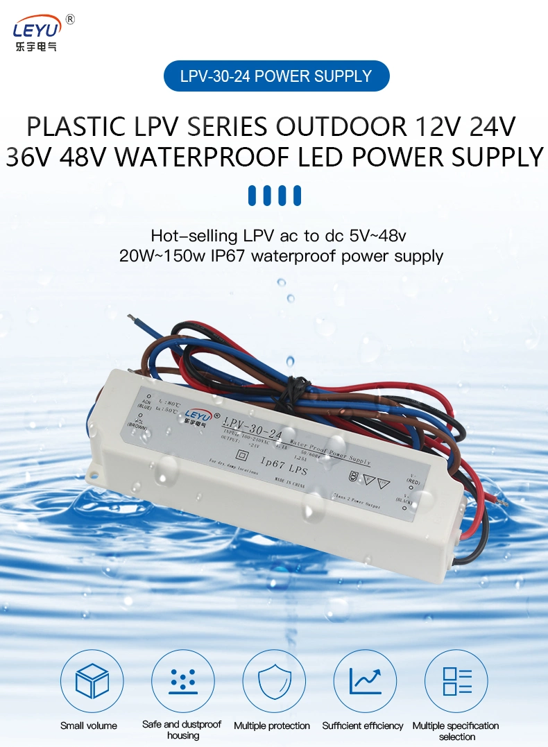 LED Driver Switching Power Supply IP67 Waterproof 30W 24 Volt DC Power Supply