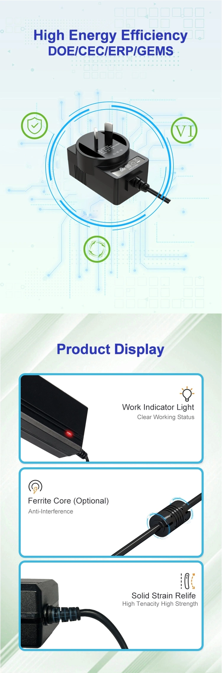 Professional Factory Outlet Power Supply Adapter 12V GS Adaptor 230V Ecm ERP LED Driver 12V DC 2000mA Power Adapt